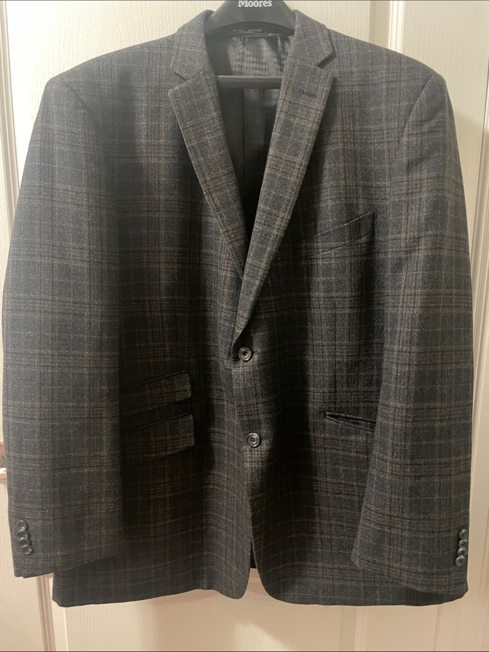 Men's Charcoal Gray and Brown Plaid Sport Coat - Classic Tailored Blazer